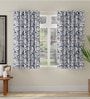Blue Polyester Abstract 5ft Room Darkening Eyelet Window Curtains (2 Pc)