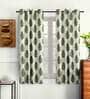 Green Floral Polyester 5 Ft Semisheer Eyelet Window Curtains (Set of 2)