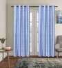 Blue Polyester Abstract 7ft Blackout Eyelet Door Curtains