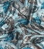 Blue Polyester Floral 7ft Semisheer Eyelet 2 Pc Door Curtains