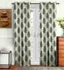 Green Abstract Polyester 7 Ft Semisheer Eyelet Door Curtains (Set of 2)