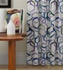 Blue Polyester Abstract 9ft Room Darkening Eyelet Long Door Curtains (2 Pc)