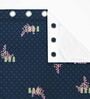 Blue Abstract Polyester 5 Ft Light Filtering Eyelet Window Curtains (Set of 2)