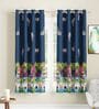 Blue Abstract Polyester 5 Ft Light Filtering Eyelet Window Curtains (Set of 2)