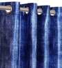 Blue Polyester Textured 7FT Light Filtering Eyelet Door Curtains (Pack of 2)