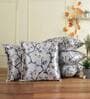 Blue Floral Polyester Blend 16 x 16 Inches Cushion Covers (Set of 5)