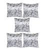 Blue Floral Polyester Blend 16 x 16 Inches Cushion Covers (Set of 5)