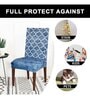 Blue Printed Polyester Blend 14x38 Inch Chair Covers (Pack of 4)