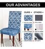 Blue Printed Polyester Blend 14x38 Inch Chair Covers (Pack of 4)