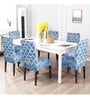 Blue Trellis Printed Polyester Blend 14x38 Inches Chair Covers (Set of 6)