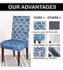 Blue Trellis Printed Polyester Blend 14x38 Inches Chair Covers (Set of 6)