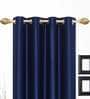Blue Polyester Solid 5 Ft Light Filtering Eyelet 2 Piece Window Curtain