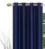 Blue Polyester Solid 5 Ft Light Filtering Eyelet 2 Piece Window Curtain