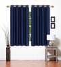 Blue Polyester Solid 5 Ft Light Filtering Eyelet 2 Piece Window Curtain