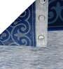 Blue Floral Polyester 7 Ft Semisheer Eyelet Door Curtains (Set of 2)