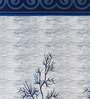 Blue Floral Polyester 7 Ft Semisheer Eyelet Door Curtains (Set of 2)
