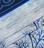 Blue Floral Polyester 7 Ft Semisheer Eyelet Door Curtains (Set of 2)