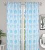 Blue Floral Polyester 5 Ft Light Filtering Eyelet Window Curtain