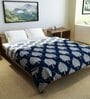 Blue Polyester Floral 150 GSM Reversible Double Bed Comforter
