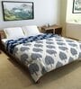 Blue Polyester Floral 150 GSM Reversible Double Bed Comforter