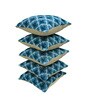 Blue Polyester Floral 16x16 inches Cushion Covers Set of 5