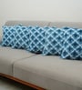 Blue Polyester Floral 20x20 inches Cushion Covers Set of 5