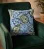 Blue Polyester Floral 20x20 inches Cushion Cover