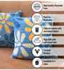 Blue Polyester Floral 20x20 inches Cushion Covers Set of 5
