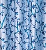 Blue Polyester Floral Light Filtering Eyelet 5 Feet Window Curtains (2 Pc)