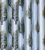 Blue Polyester Floral Light Filtering Eyelet 5 Feet Window Curtains (2 Pc)
