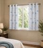 Blue Polyester Floral 5ft Room Darkening Eyelet Window Curtains (2 Pc)