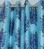 Blue Floral Polyester 5 Ft Blackout Eyelet Window Curtains (Set of 2)