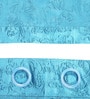 Blue Polyester Floral Light Filtering Eyelet 7 Feet Door Curtain