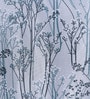 Blue Polyester Floral Light Filtering Eyelet 7 Feet Door Curtains (2 Pc)