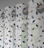 Blue Floral Polyester 7 Ft Sheer Eyelet Door Curtains (Set of 2)