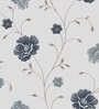 Blue Floral Polyester 7 Ft Sheer Eyelet Door Curtains (Set of 2)