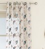 Blue Floral Polyester 7 Ft Sheer Eyelet Door Curtain