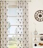 Blue Floral Polyester 7 Ft Sheer Eyelet Door Curtain