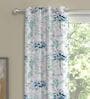 White Floral Polyester 9 Ft Semisheer Eyelet Door Curtains (Set of 2)