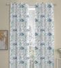 White Floral Polyester 9 Ft Semisheer Eyelet Door Curtains (Set of 2)