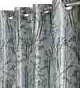 Blue Polyester Floral 9ft Blackout Eyelet Door Curtains