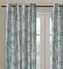 Blue Polyester Floral 9ft Blackout Eyelet Door Curtains