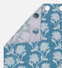 Blue Polyester Floral Light Filtering Eyelet 9 Feet Door Curtains (2 Pc)