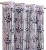 Blue Polyester Floral Light Filtering Eyelet 9 Feet Door Curtains (2 Pc)