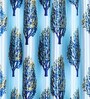 Blue Polyester Floral Light Filtering Eyelet 9 Feet Door Curtains (2 Pc)