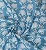 Blue Polyester Floral Light Filtering Eyelet 9 Feet Door Curtains (2 Pc)