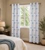 Blue Polyester Floral 9ft Room Darkening Eyelet Long Door Curtains (2 Pc)
