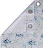 Blue Polyester Floral 9ft Room Darkening Eyelet Long Door Curtains (2 Pc)