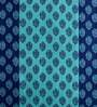 Blue Polyester Floral 5ft Semisheer Eyelet 2 Pcs Window Curtains