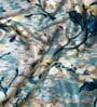 Blue Polyester Floral 9ft Semisheer Eyelet 2 Pc Long Door Curtains
